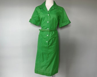 BNWT 1960s Vintage Green Polka Dot Rockabilly Shirt House Dress Carolina Maid 14