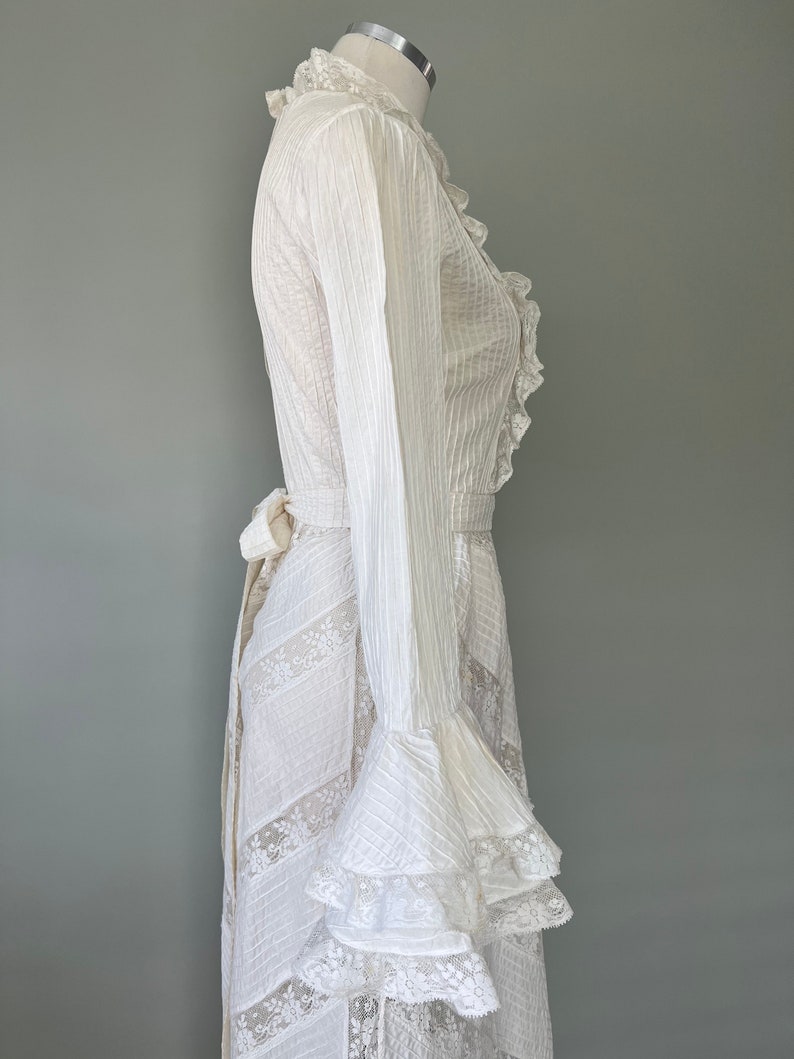 Edwardian Era Beige Lace Vintage Wedding Dress by El Buzon 1910 1920's Replica made in 1960s Size Small image 5