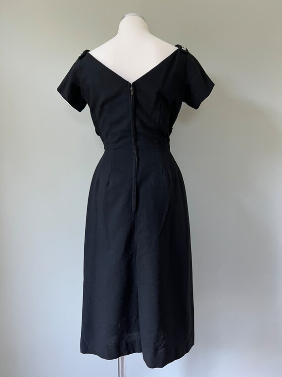 1940s Vintage Sexy Little Black Dress with Rhines… - image 9