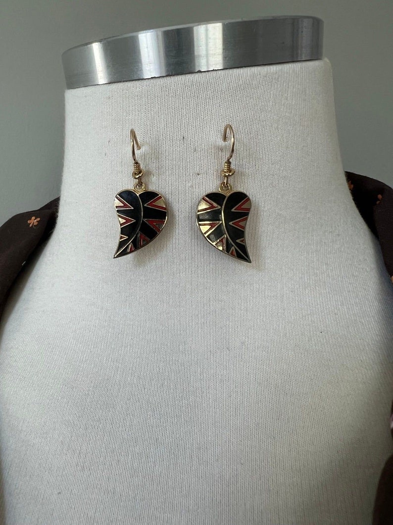 1970s Vintage by Laurel Burch 14k Gold Dangle Petite Petal Boho Bohemian Pierced Earrings image 4