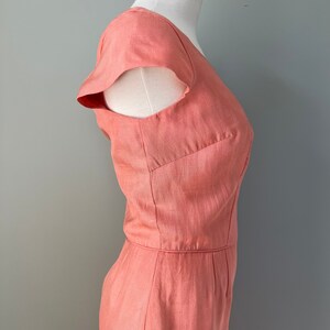 1950s Sweet Peach Silk Linen Easter Dress Size Large image 7