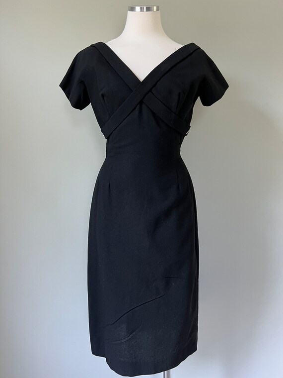 1940s Vintage Sexy Little Black Dress with Rhines… - image 2