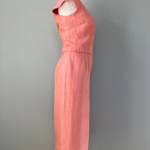 1950s Sweet Peach Silk Linen Easter Dress Size Large image 2