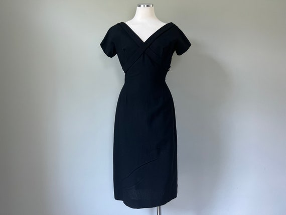 1940s Vintage Sexy Little Black Dress with Rhines… - image 1