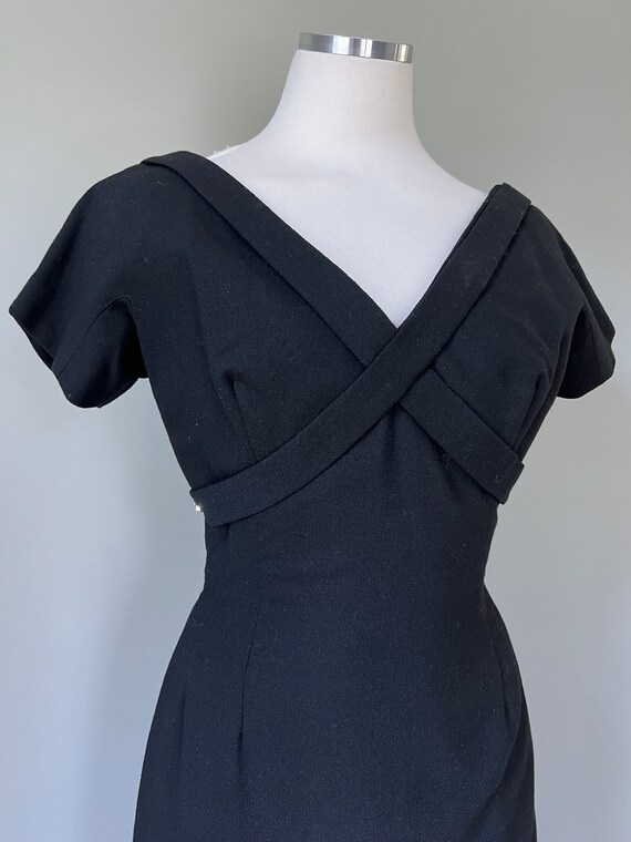 1940s Vintage Sexy Little Black Dress with Rhines… - image 3