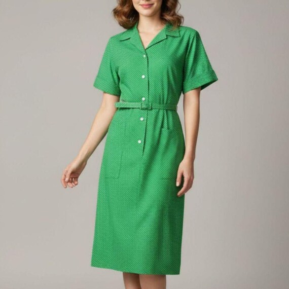 rockabilly dress green BNWT 1960s Vintage Polka Dot Shirt House Carolina Maid 14 figure hugging maxi dress