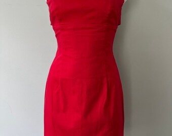 1990s Vintage Womens/Juniors Sexy Red Christmas Strapless Tube Cotton Dress