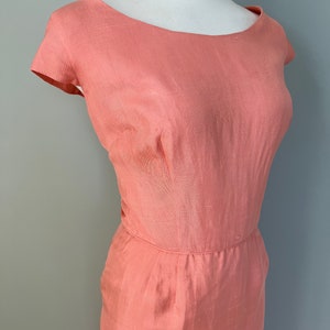 1950s Sweet Peach Silk Linen Easter Dress Size Large image 6