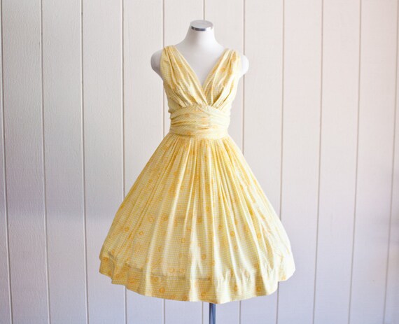 1950s Vintage Yellow Butterfly Print Princess Tea