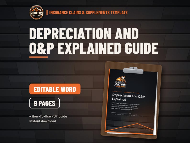 Roofing Homeowner Handout Set, 4 Editable Templates, Insurance Claim Guide, Depreciation and O&P Guide, What to Expect, Homeowner Letter image 5