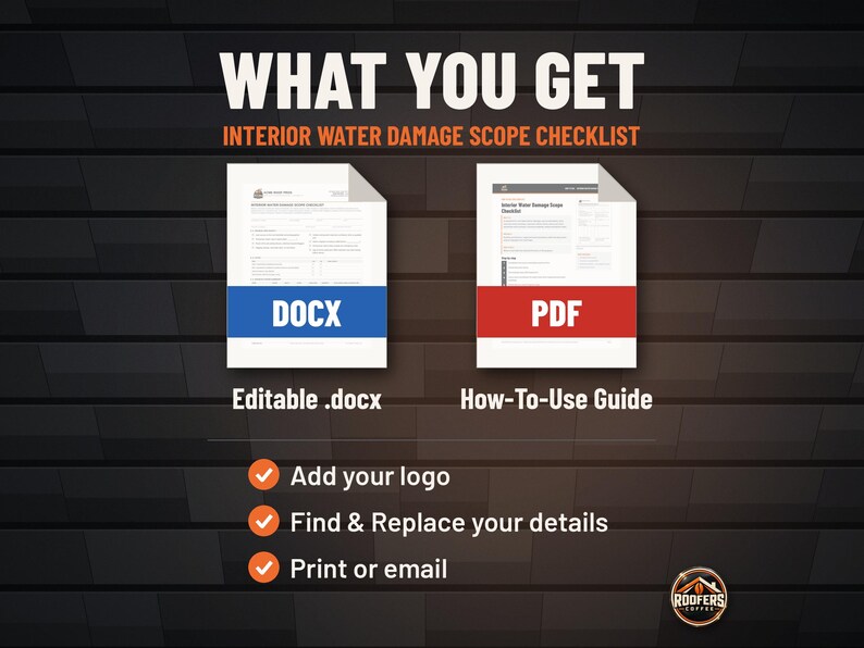 Interior Water Damage Scope Checklist, Editable Word Doc, Roof Leak Room-by-Room Damage Documentation Form image 3