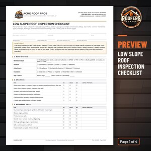 Low Slope Roof Inspection Checklist, Editable Word Doc, Flat and Commercial Roof Inspection Form for Contractors image 2