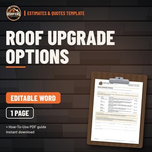 Roofing Estimate and Proposal Bundle, 5 Editable Word Templates, Informal Estimate, Quote Checklist, Upgrade Menu and Proposal Examples image 4