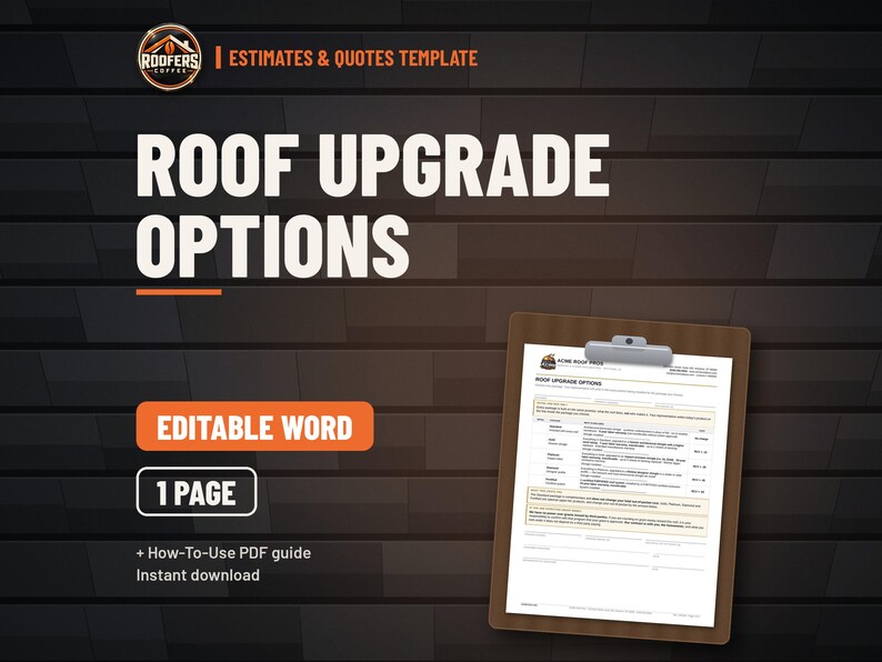 Roofing Estimate and Proposal Bundle, 5 Editable Word Templates, Informal Estimate, Quote Checklist, Upgrade Menu and Proposal Examples image 4