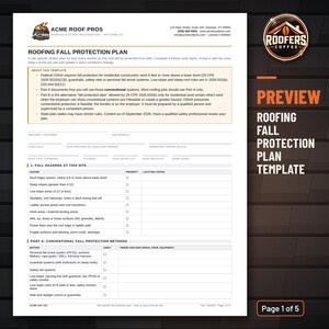 Roofing Fall Protection Plan Template, Editable Word Doc, Site-Specific Written Fall Protection Plan for Contractors image 2