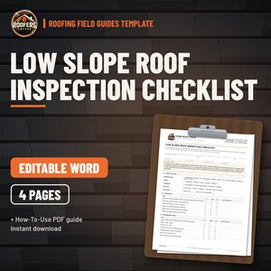 Low Slope Roof Inspection Checklist, Editable Word Doc, Flat and Commercial Roof Inspection Form for Contractors image 1