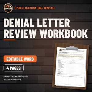Public Adjuster Practice Kit, 7 Editable Templates, Claim File Organizer, Letters, Appraisal Guide, Denial Review, Policy Guide image 5
