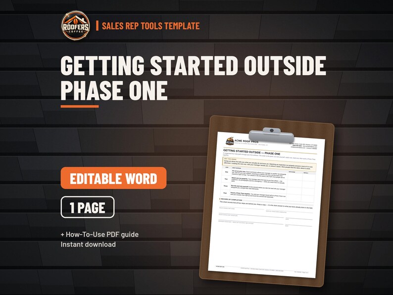 Roofing Sales Rep Tools Bundle, 9 Editable Word Templates, Lead Sheet, Pipeline, Commission Forms, 1099 Agreement and Inspection Report image 4