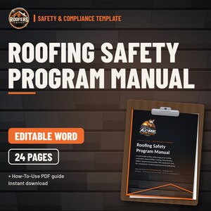Roofing Safety Program Bundle, 5 Editable Templates, Safety Manual, Fall Protection Plan, JHA, Toolbox Talks, Daily Checklist image 2