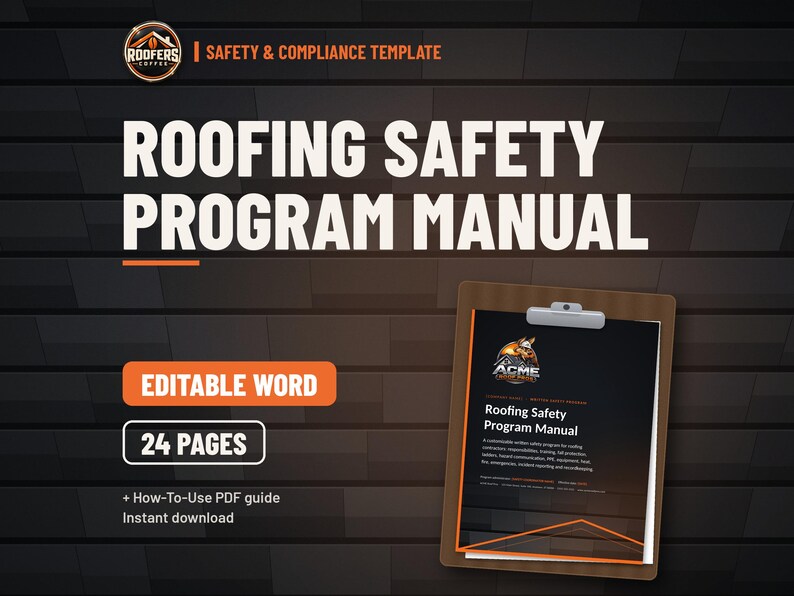 Roofing Safety Program Bundle, 5 Editable Templates, Safety Manual, Fall Protection Plan, JHA, Toolbox Talks, Daily Checklist image 2