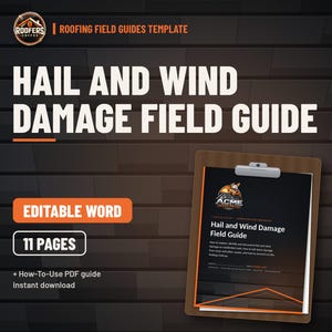 Hail and Wind Damage Roof Field Guide, Editable Word Doc, Storm Inspection Guide with Test Squares and Look-Alikes image 1