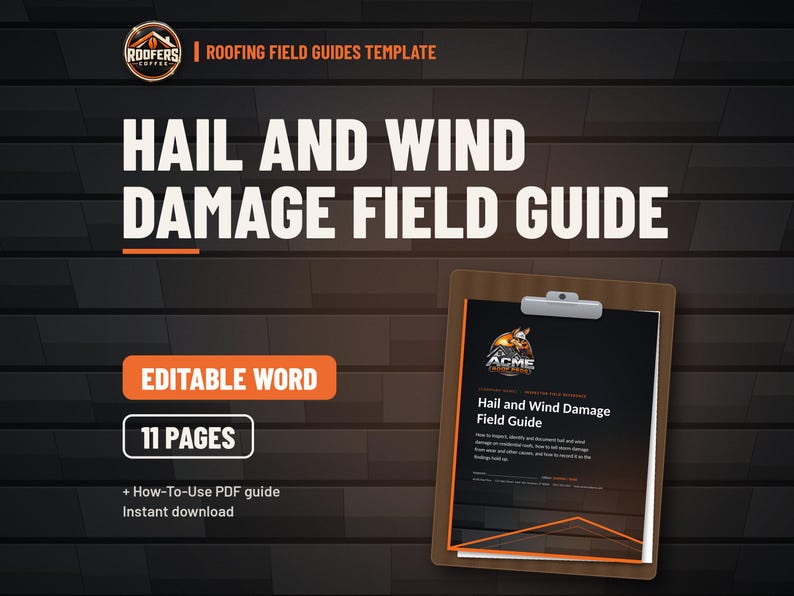 Hail and Wind Damage Roof Field Guide, Editable Word Doc, Storm Inspection Guide with Test Squares and Look-Alikes image 1