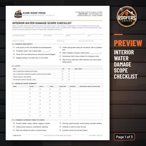 Interior Water Damage Scope Checklist, Editable Word Doc, Roof Leak Room-by-Room Damage Documentation Form image 2