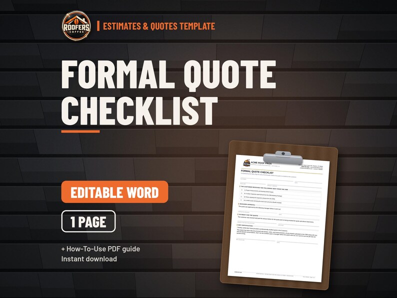Roofing Estimate and Proposal Bundle, 5 Editable Word Templates, Informal Estimate, Quote Checklist, Upgrade Menu and Proposal Examples image 5