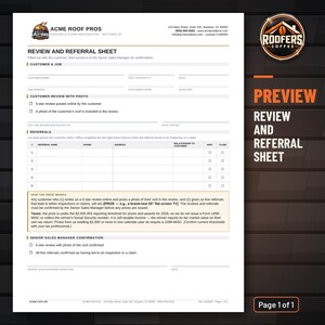 Customer Review and Referral Sheet Template for Roofers, Editable Word Doc, Online Review and Referral Capture Form image 2