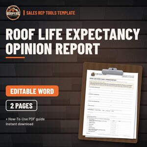 Roofing Sales Rep Tools Bundle, 9 Editable Word Templates, Lead Sheet, Pipeline, Commission Forms, 1099 Agreement and Inspection Report image 3