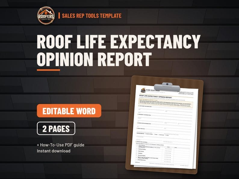Roofing Sales Rep Tools Bundle, 9 Editable Word Templates, Lead Sheet, Pipeline, Commission Forms, 1099 Agreement and Inspection Report image 3