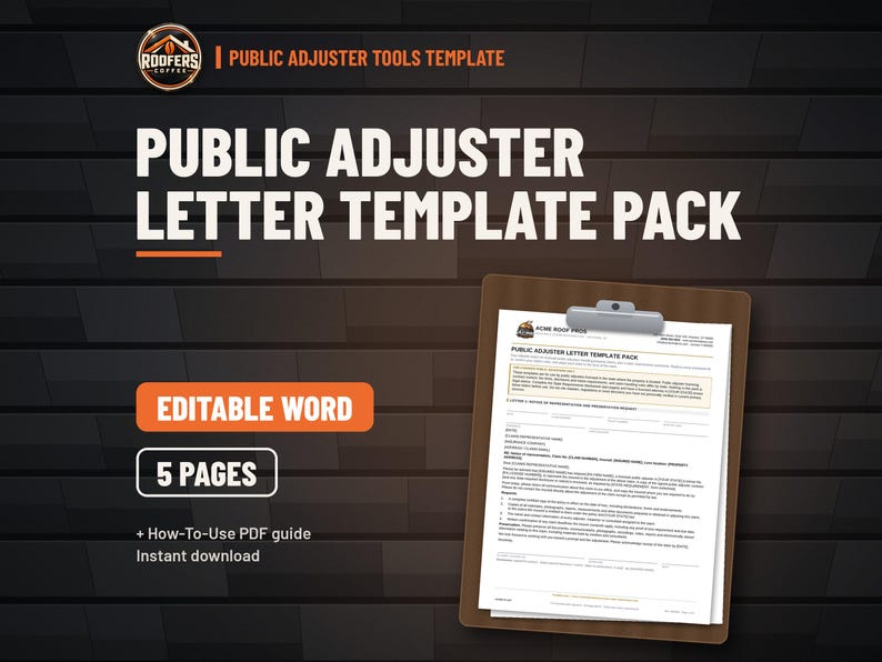Public Adjuster Practice Kit, 7 Editable Templates, Claim File Organizer, Letters, Appraisal Guide, Denial Review, Policy Guide image 3