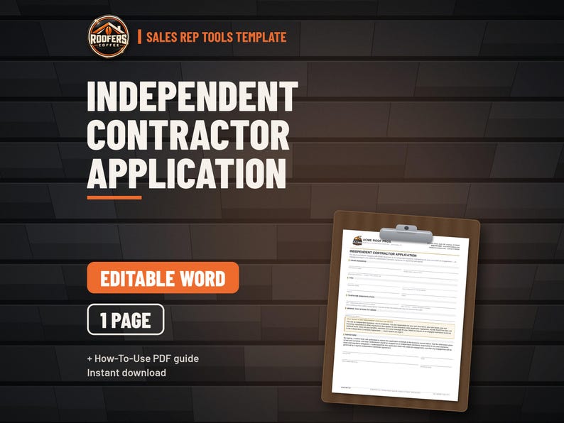Roofing Sales Rep Tools Bundle, 9 Editable Word Templates, Lead Sheet, Pipeline, Commission Forms, 1099 Agreement and Inspection Report image 8