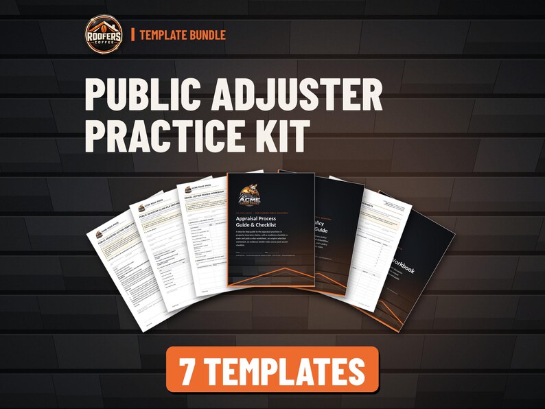 Public Adjuster Practice Kit, 7 Editable Templates, Claim File Organizer, Letters, Appraisal Guide, Denial Review, Policy Guide image 1