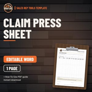 Roofing Sales Rep Tools Bundle, 9 Editable Word Templates, Lead Sheet, Pipeline, Commission Forms, 1099 Agreement and Inspection Report image 5