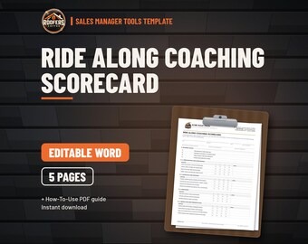 Ride Along Coaching Scorecard for Roofing Sales Managers, Editable Word Doc, 21 Scored Behaviors and Coaching Guide