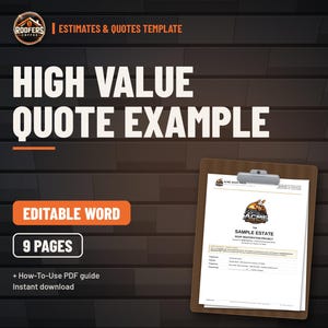 Roofing Estimate and Proposal Bundle, 5 Editable Word Templates, Informal Estimate, Quote Checklist, Upgrade Menu and Proposal Examples image 2