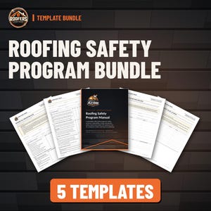 Roofing Safety Program Bundle, 5 Editable Templates, Safety Manual, Fall Protection Plan, JHA, Toolbox Talks, Daily Checklist image 1