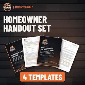 Roofing Homeowner Handout Set, 4 Editable Templates, Insurance Claim Guide, Depreciation and O&P Guide, What to Expect, Homeowner Letter image 1