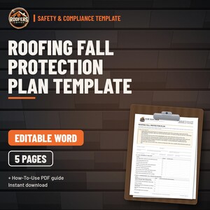 Roofing Safety Program Bundle, 5 Editable Templates, Safety Manual, Fall Protection Plan, JHA, Toolbox Talks, Daily Checklist image 3