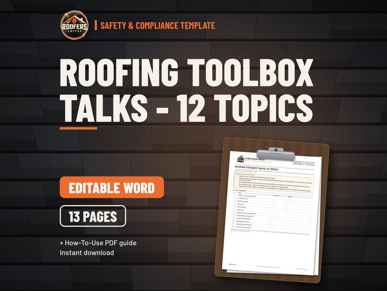 Roofing Safety Program Bundle, 5 Editable Templates, Safety Manual, Fall Protection Plan, JHA, Toolbox Talks, Daily Checklist image 4