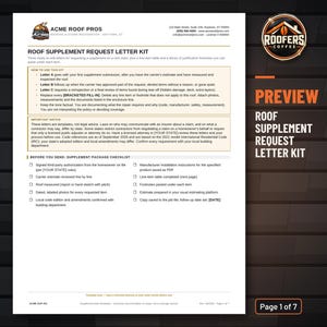 Roof Supplement Request Letter Kit, Editable Word Doc, Insurance Supplement Letters, Line Item Table and Statement Library image 2