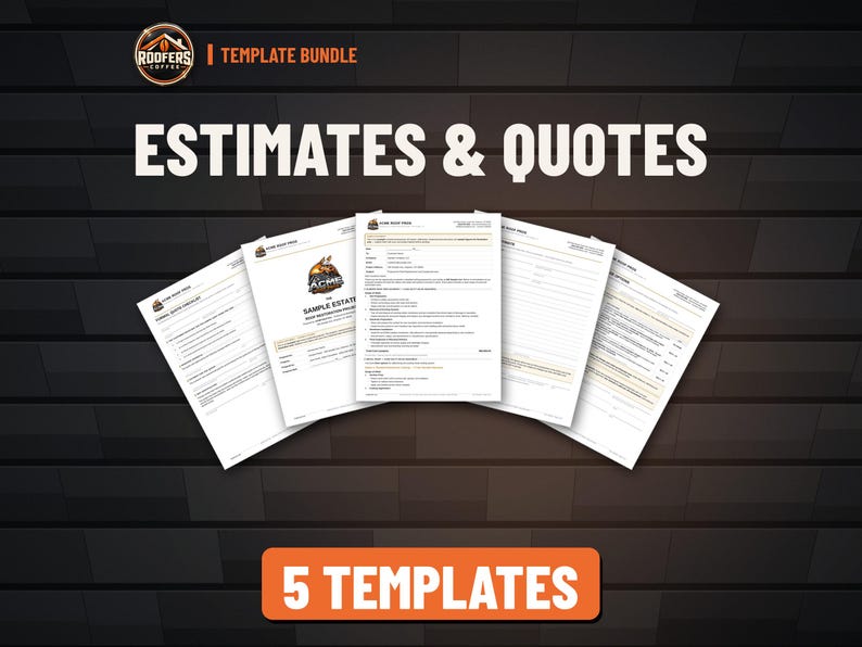 Roofing Estimate and Proposal Bundle, 5 Editable Word Templates, Informal Estimate, Quote Checklist, Upgrade Menu and Proposal Examples image 1