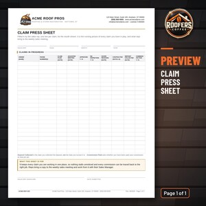 Insurance Claim Tracker Sheet for Roofing Sales Reps, Editable Word Doc, Monthly Claim Pipeline Tracking Form image 2