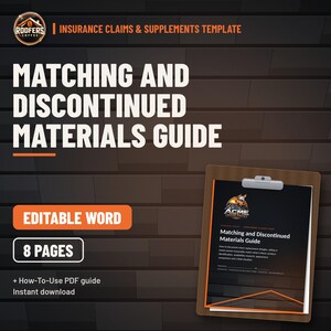 Matching and Discontinued Shingle Guide, Editable Word Doc, Roofing Material Match Documentation with Sample Memo image 1