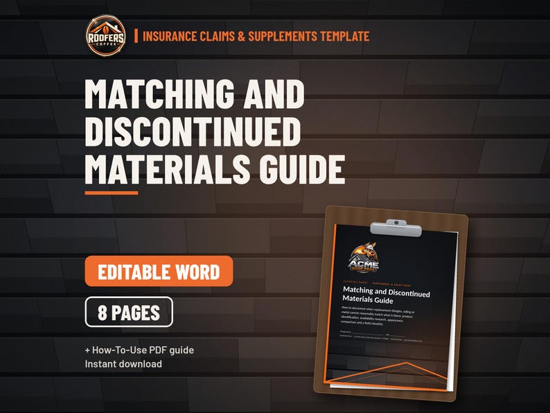 Matching and Discontinued Shingle Guide, Editable Word Doc, Roofing Material Match Documentation with Sample Memo image 1