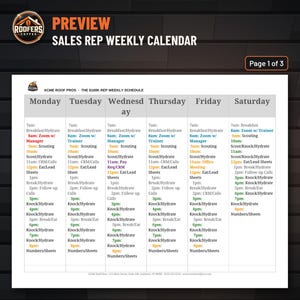 Sales Rep Weekly Schedule Template, Editable Word Doc, Roofing Sales Time Block Planner Monday to Saturday image 2