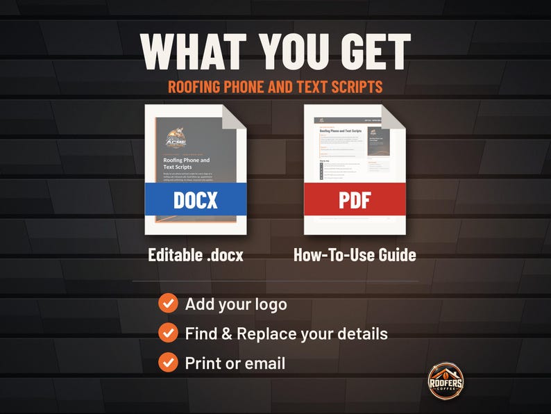 Roofing Phone and Text Scripts, Editable Word Doc, Call and Text Scripts for Leads, Appointments, Follow-Ups and No-Shows image 3
