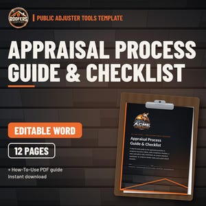 Public Adjuster Practice Kit, 7 Editable Templates, Claim File Organizer, Letters, Appraisal Guide, Denial Review, Policy Guide image 2