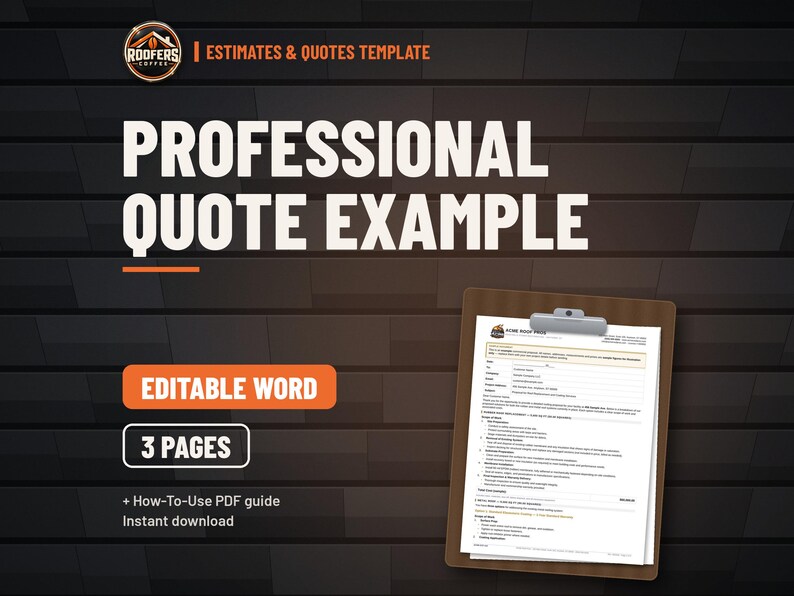 Roofing Estimate and Proposal Bundle, 5 Editable Word Templates, Informal Estimate, Quote Checklist, Upgrade Menu and Proposal Examples image 3